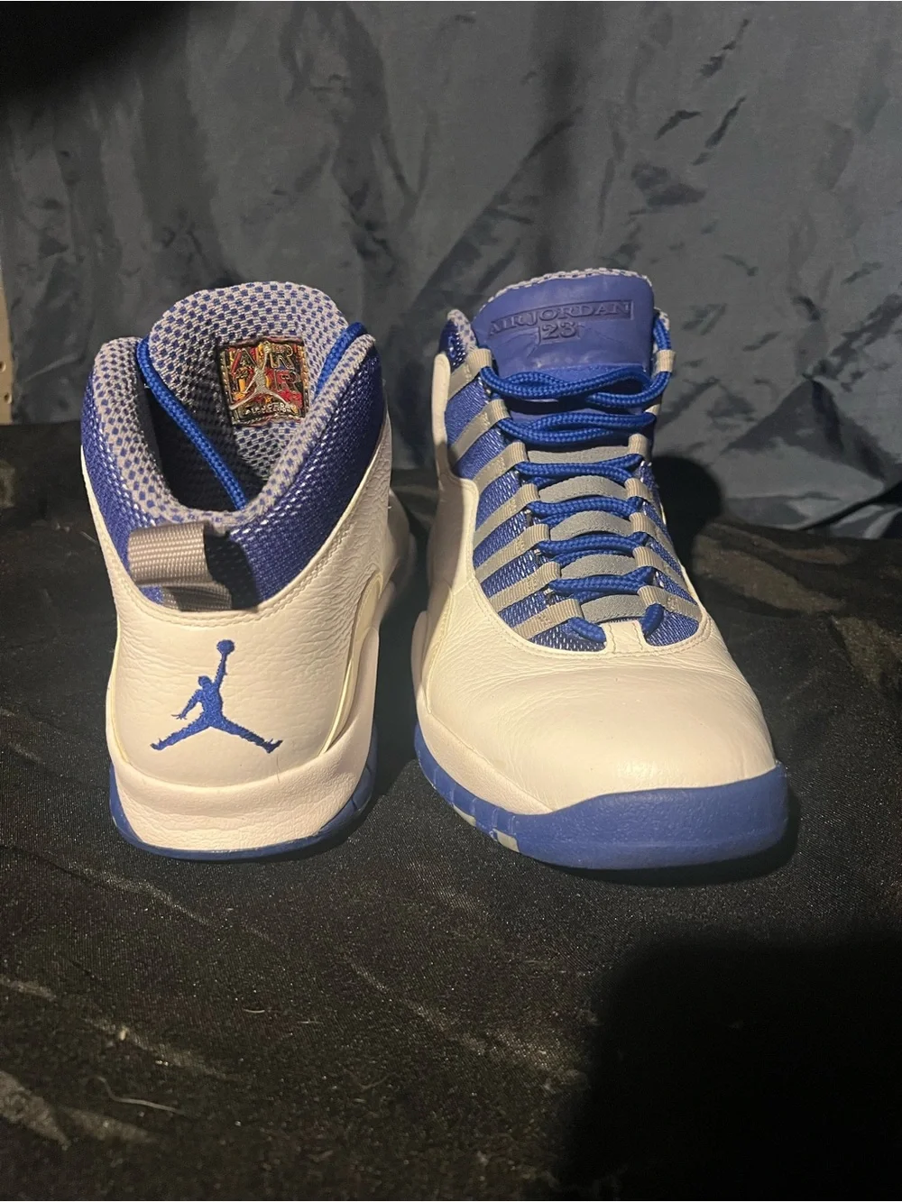 Jordan 10 retro Men's White and Royal Blue High-Top Sneakers